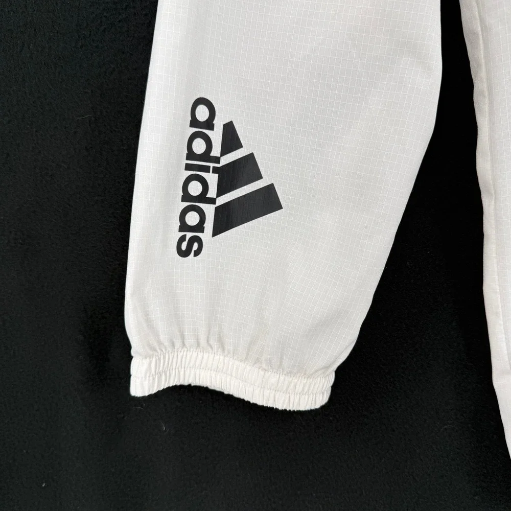 Adidas Windbreaker Jacket Mens Large White Full Zip ID WND Ripstop DZ0048